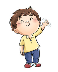 Illustration of boy waving