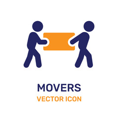 People moving heavy box icon vector illustration.