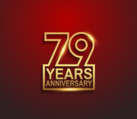 79 years golden anniversary line style isolated on red background can be use for template, greeting card and company celebration event