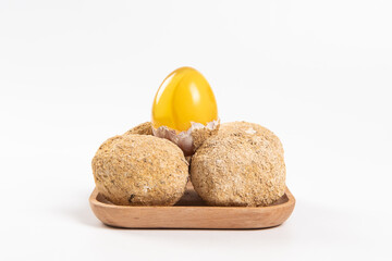 preserved eggs isolated on white background