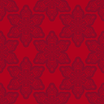 Burgundy seamless pattern with ornament. Good for clothing, textiles, backgrounds and prints. Vector illustration.