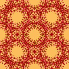 Chinese seamless pattern with ornament with red and gold color.