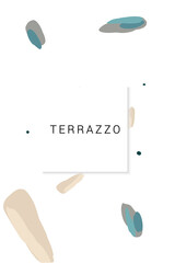 Marine and Peach Terrazzo Wall Vector White