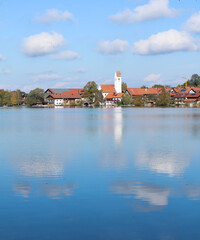 Fototapeta na wymiar landscape with lake and church