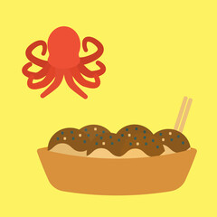 シンプルでかわいいたこ焼きのイラスト フラットデザイン