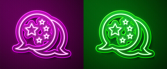 Glowing neon line China flag icon isolated on purple and green background. Vector