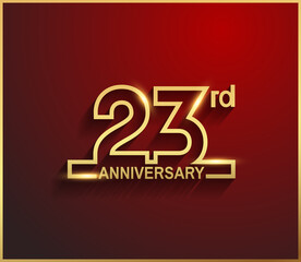 23 anniversary line style golden color for celebration on red background can be use for template, greeting card and celebration event