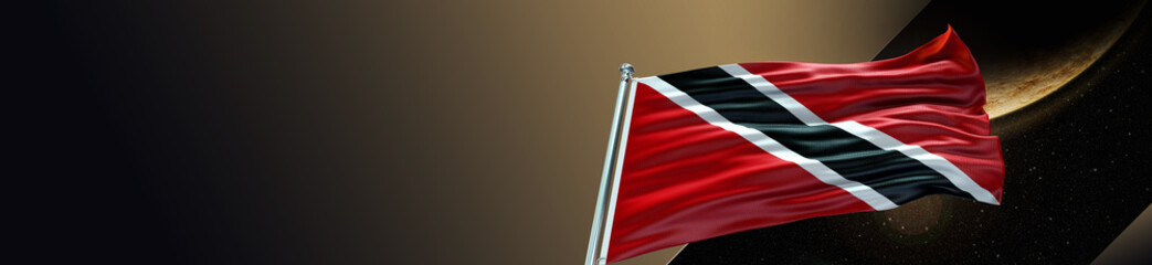 Fototapeta na wymiar Trinidad and Tobago Flag with Space and planet and large Gradient Single Flag 