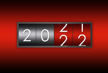 2021 2022 countdown timer isolated on red and black background. Happy new year and Merry christmas
