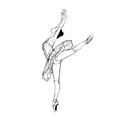 Young ballerina posing, ballet dancer, vector art