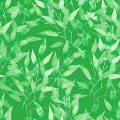 Watercolor branch.Seamless pattern of autumn tree branches.Image on white and colored background