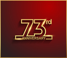 73 anniversary line style golden color for celebration on red background can be use for template, greeting card and celebration event