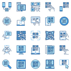 Fototapeta premium QR Code vector concept colored modern icons