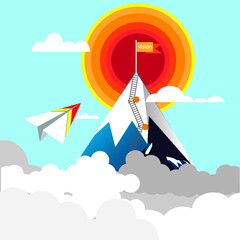 Rocket start-up. Concept of starting a business to achieve the goal.