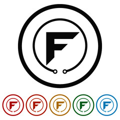 Letter F logo icon color set