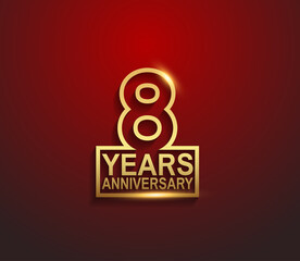 8 years golden anniversary line style isolated on red background can be use for template, greeting card and celebration event © VECTORKURO