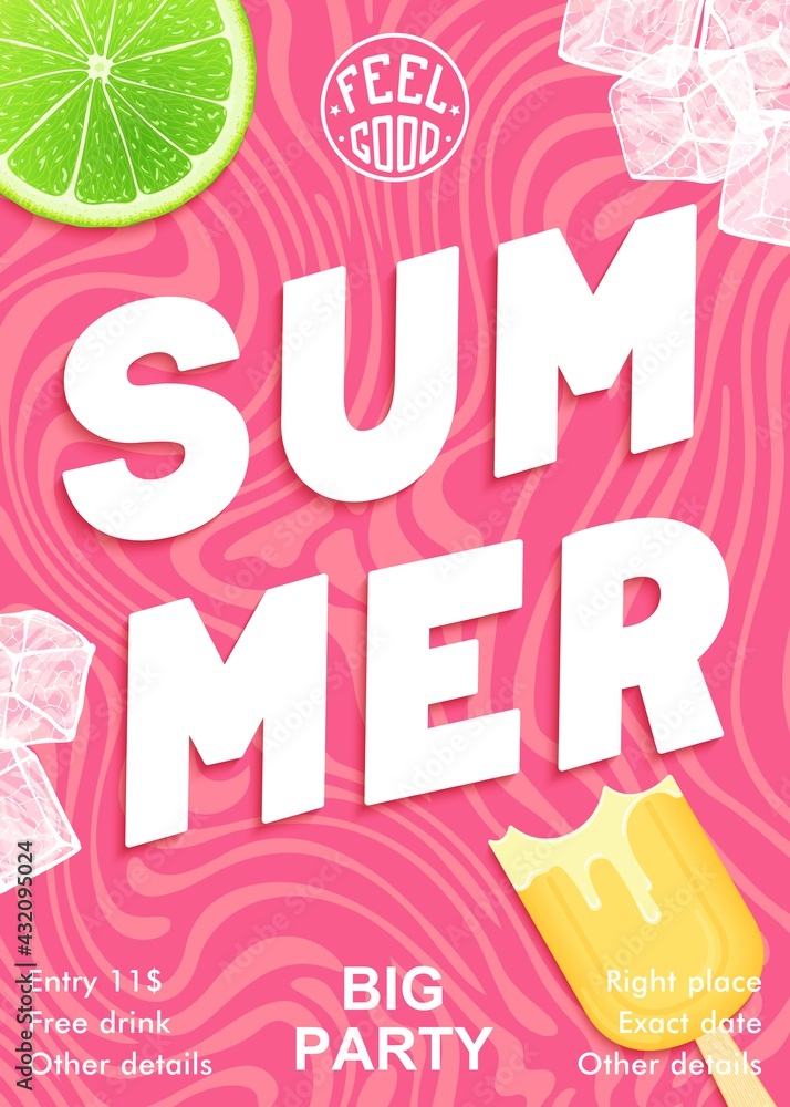 Wall mural Bright and modern Summer party poster. Vector graphics