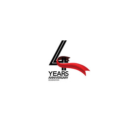4 years anniversary logotype flat black color and red ribbon on white background can be use for template greeting card, invitation and celebration moment