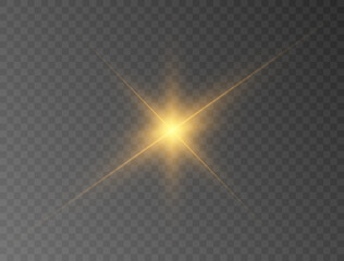 A bright yellow star explodes on a transparent background.	