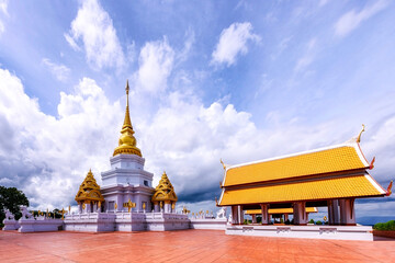 Phra Maha Chedi Thepnimittham At Phra That Santitham Temple in Village Mae Salong Nok, Chiang Rai...