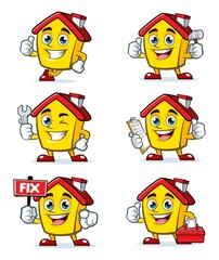 Home Mascot design Set Vector