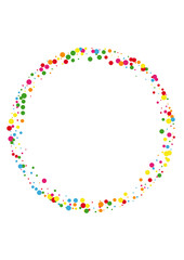 Orange Circle Anniversary Illustration. Dot Creative Texture. Blue Graphic Round. Yellow Square Confetti Background.