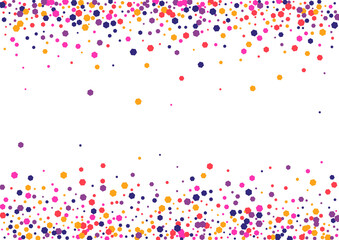 Yellow Birthday Circle Background. Dot Splash Wallpaper. Pink Round Congratulation. Confetti Multicolor Anniversary Frame. View Texture.