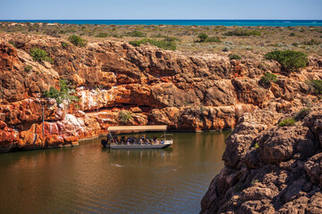 Landscape view of Yardie Creek in the Ningaloo National park near Exmouth. Regular boat tours ...