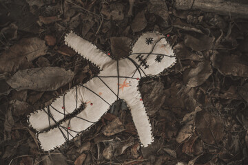 Voodoo Magic. Witchcraft with a doll. Concept of magic.