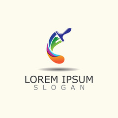 Paint Brush Logo Vector Art, Icons, and Graphics color design