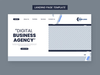 Digital Business Agency Based Landing Page Design With Space For Product On White Background.