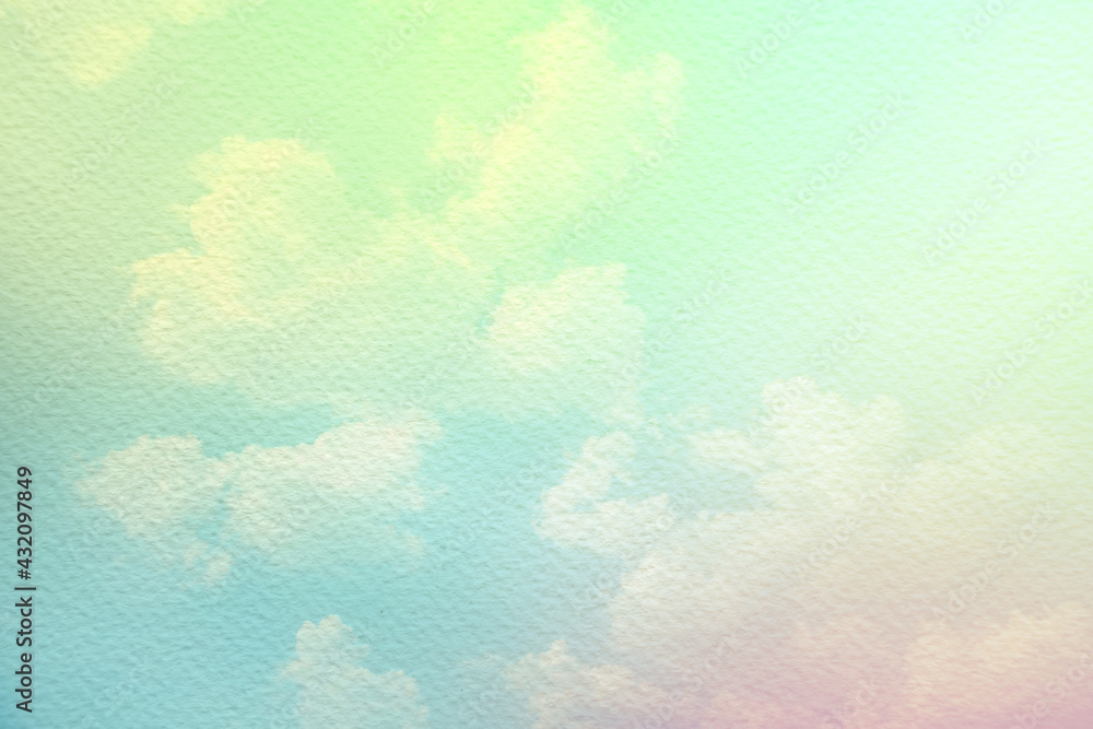Poster blurred image of colorful artistic soft cloudy sky with pastel gradient color and grunge paper textu