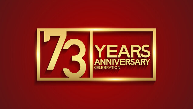 73 years anniversary logotype with golden color in square. vector can be use for template, greeting card, invitation and celebration event