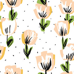 White and Pink Flower Marker Vector Seamless