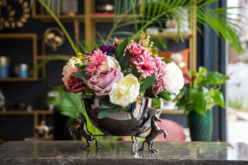 house interior design with decorative objects and plants