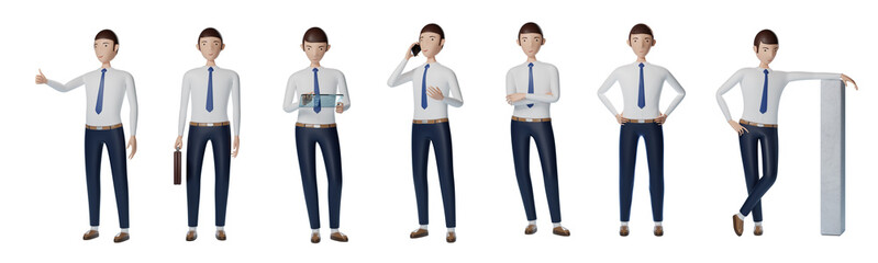 Set of Businessman cartoon character pose design
