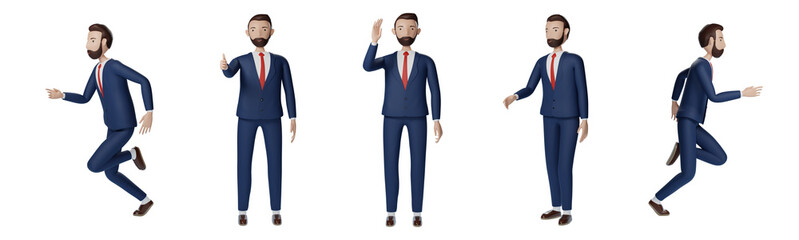 Set of Businessman cartoon character pose design