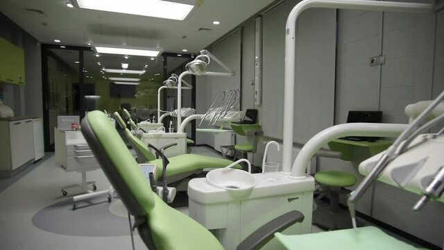 Modern dental office interior. Dentist office interior with modern special dentist equipment