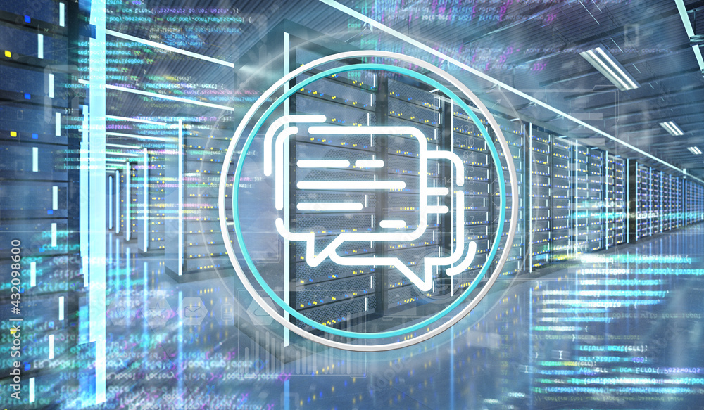 Poster server room data center - 3d rendering