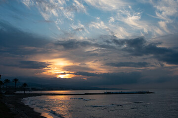 Fototapeta na wymiar Sunrise on the beach of the Costa del Sol