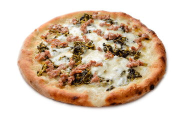 Deliziosa pizza napoletana con salsiccia e friarielli, Cucina Italiana 