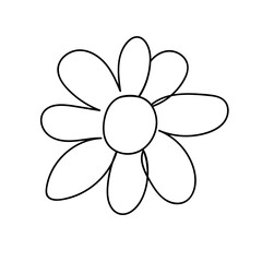 Flower icon. Hand drawn simple black outline vector illustration clip art in doodle style, isolated on white background
