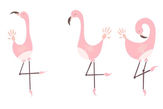 Illustration of a pink flamingo. Trending image for stickers, postcards. Printing on clothing, fabrics