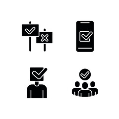 Electronic voting glyph icon. Poll. Customizable illustration. Vector isolated outline drawing.