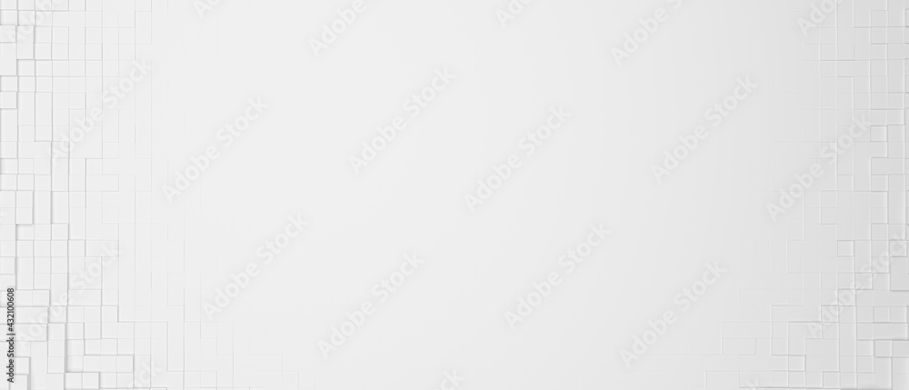 Poster random white cube block background wallpaper banner with copy space