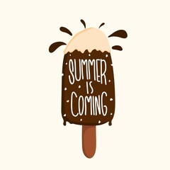 Summer is coming. Quote typography lettering for t-shirt design. hand-drawn lettering. for prints on t-shirts,bags, stationary,cards,posters,apparel etc.