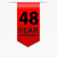 48 Years Anniversary Logo Red Ribbon