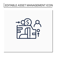 EAM line icon. Enterprise asset management.Plan, optimize, execute, track needed maintenance activities.Control.Asset management concept. Isolated vector illustration.Editable stroke