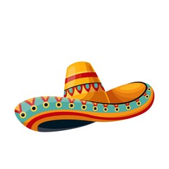 Mexican sombrero tradition hat icon vector, flat illustration .