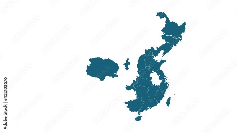 Poster china map showing up intro by regions